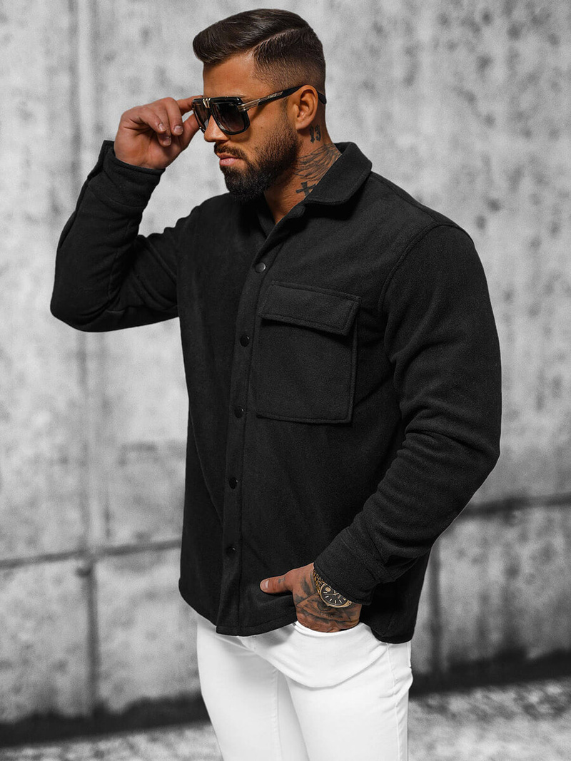 Мъжка риза черна OZONEE O/GOM23040