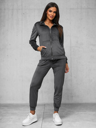 Дамска велурен спортен екип графитен OZONEE JS/35C1610/5