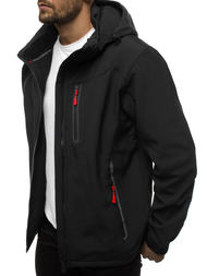 Мъжко яке SOFTSHELL черно-червен OZONEE GE/12269Z