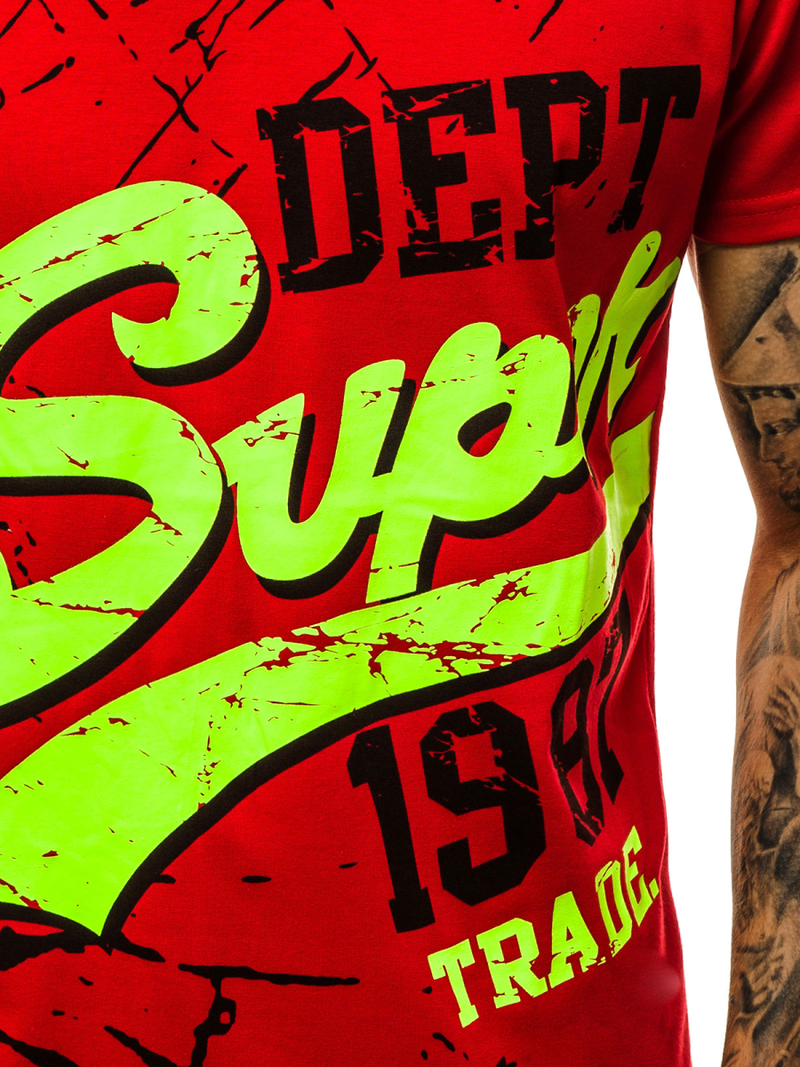 Мъжка тениска червен OZONEE JS/KS1942