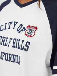 Дамска тениска бяло-тъмносиня OZONEE JS/R62493