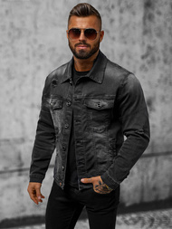 Мъжко джинсово яке черно OZONEE NB/MJ506NZ