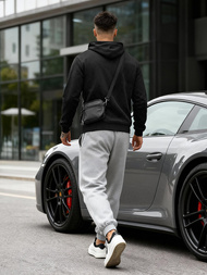 Мъжки суитшърт с качулка черен OZONEE JS/8B1973/3