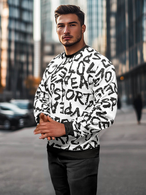 Мъжки суитшърт бяла OZONEE JS/8B1191/1Z