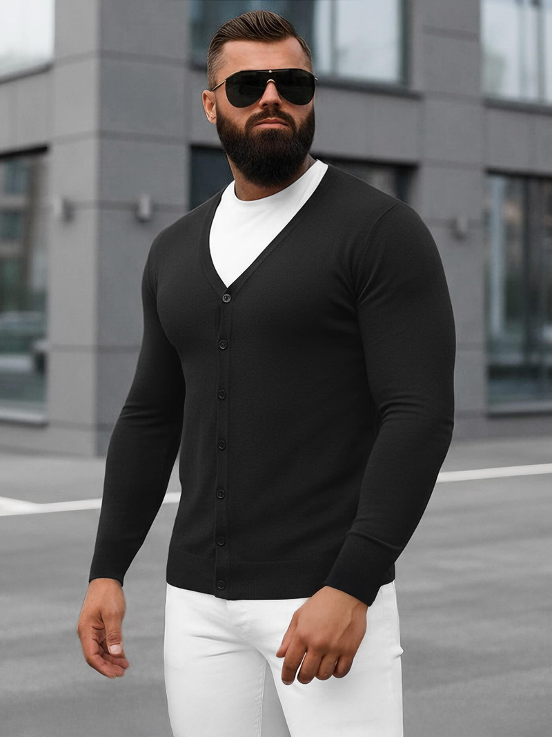 Мъжки пуловер черен OZONEE NB/MM6006/4Z