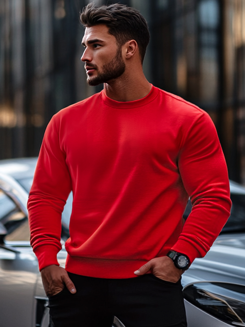 Мъжки суитшърт червен OZONEE JS/2001-10Z