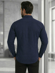 Мъжка риза тъмносиньо OZONEE V/V183Z