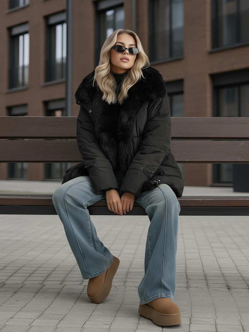 Дамско яке черно OZONEE JS/16M9185/392