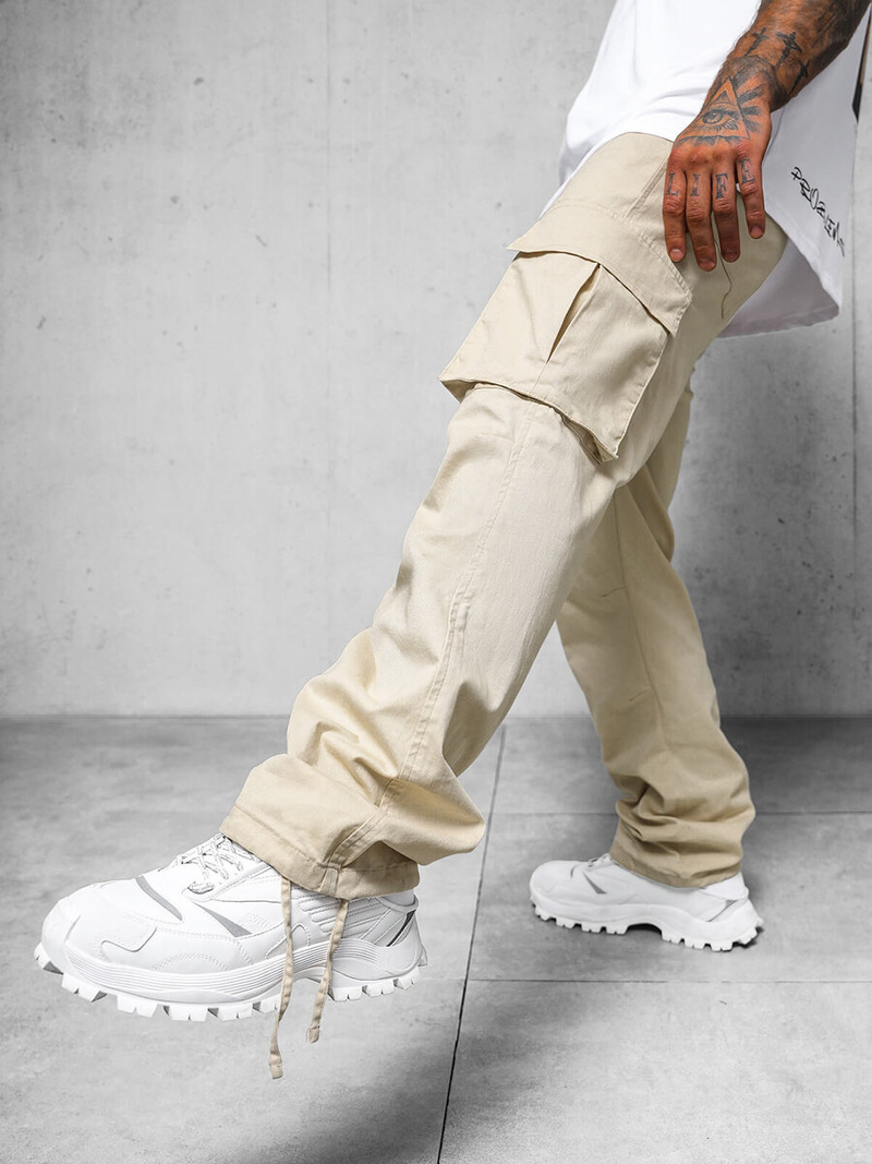 Мъжки панталони бежови OZONEE O/G3179Z