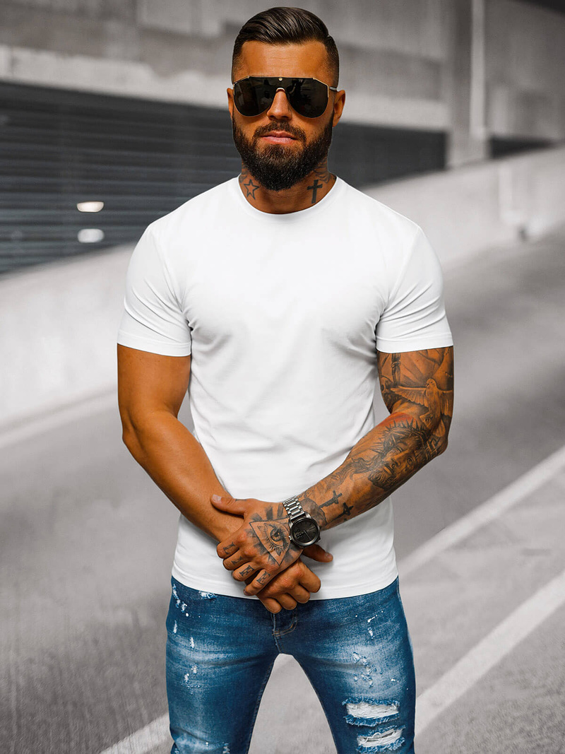 Мъжка тениска бял OZONEE NB/MT3001Z