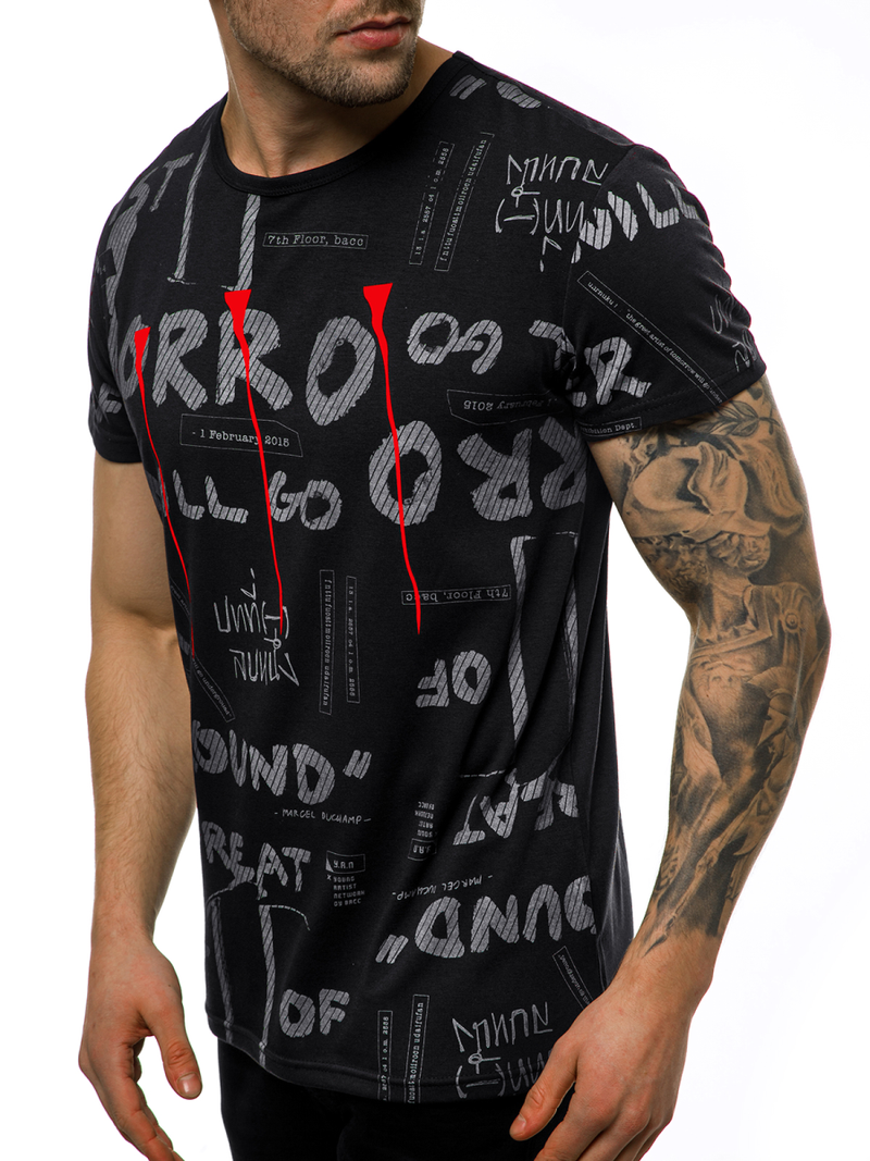 Мъжка тениска черна OZONEE JS/SS10926