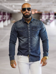 Мъжка риза тъмно-синя OZONEE O/51411