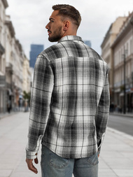 Мъжка риза черно-бяла OZONEE NB/MC728N/4