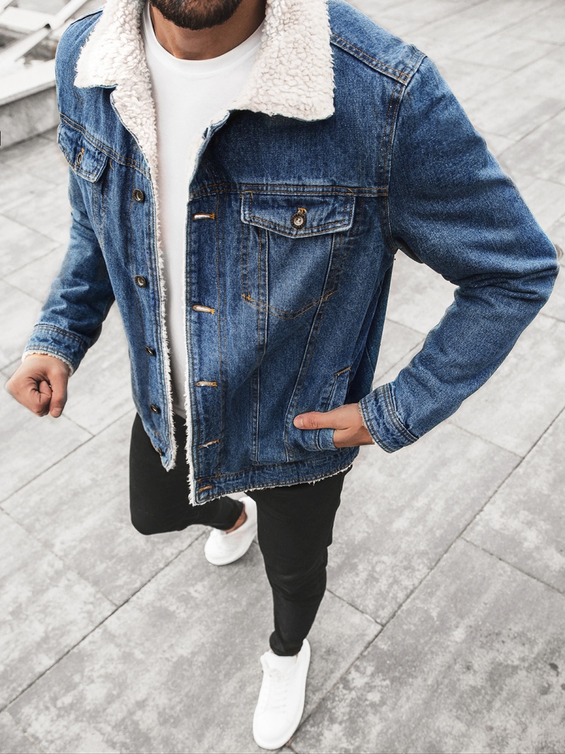 Мъжко джинсово яке синя OZONEE JB/JP1156Z