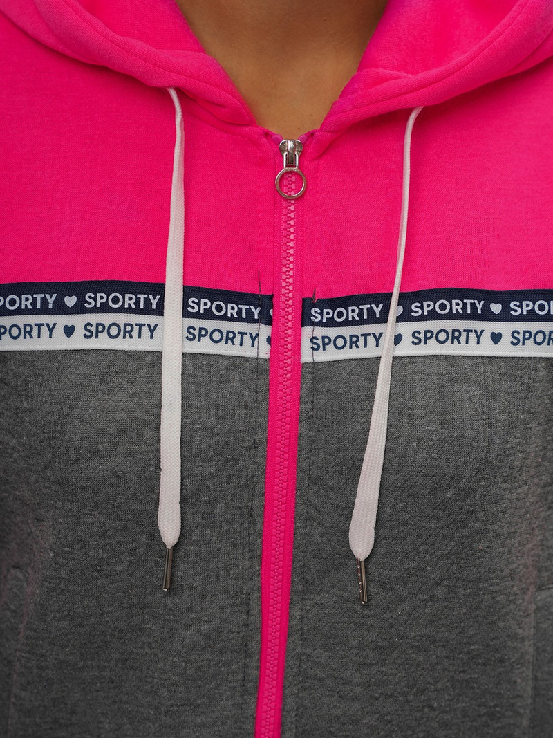 Дамски суитчър с качулка розово-сиво OZONEE JS/B26044Z