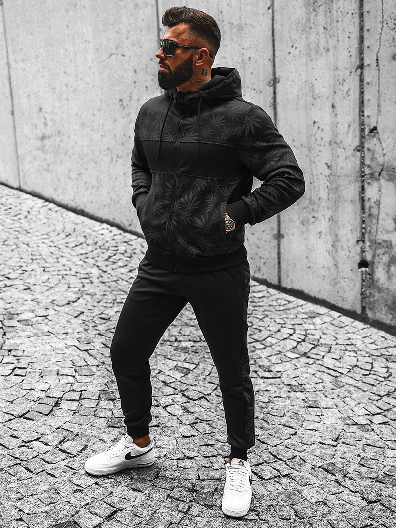 Мъжки спортен екип черен OZONEE JS/C8119