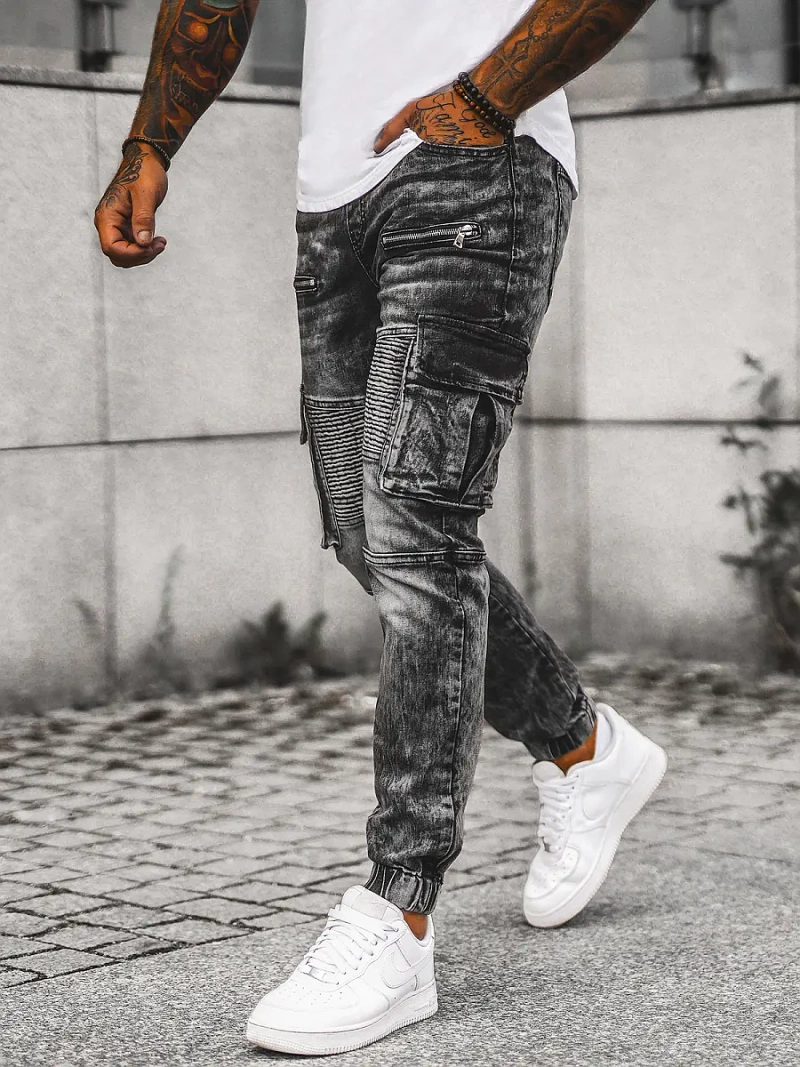 Мъжки дънки jogger черни OZONEE NB/MP0112N