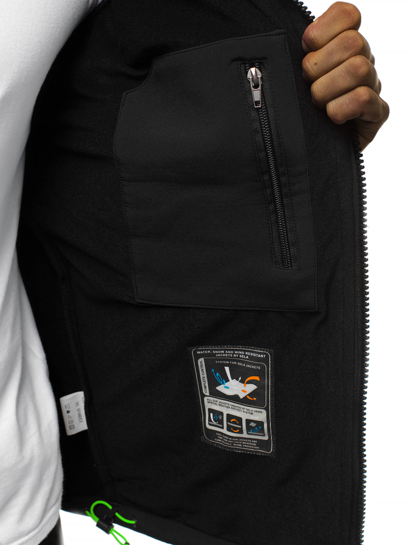 Мъжко яке SOFTSHELL черно-зелен OZONEE GE/12259Z
