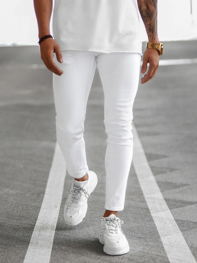 Мъжки дънки бяло OZONEE E/5348/01Z