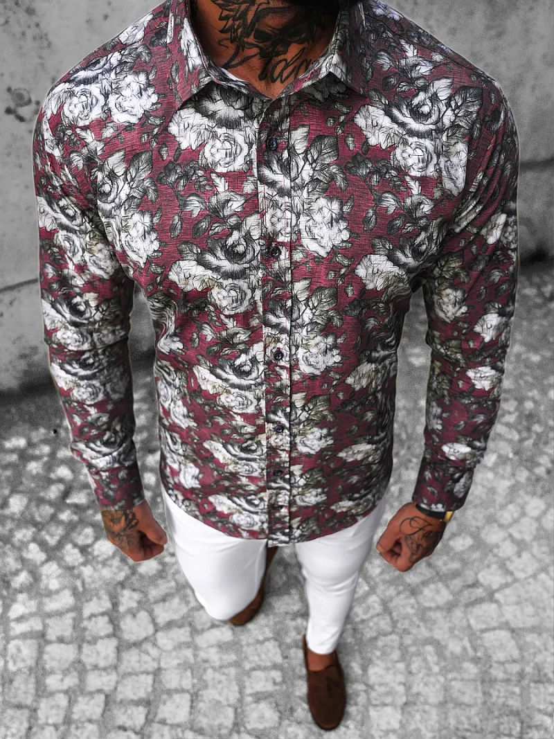 Мъжка риза бордо OZONEE O/3322Z