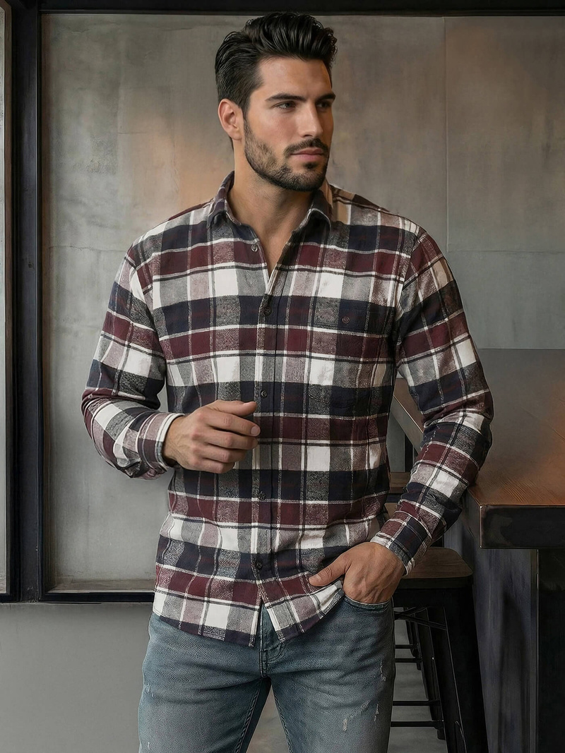 Мъжка риза бордо OZONEE V/V174Z