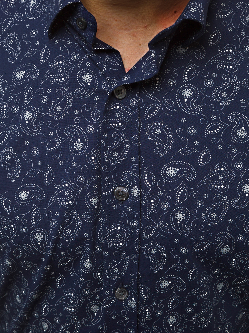 Мъжка риза тъмнсиня OZONEE B/K62