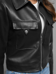 Дамско кожено яке черна OZONEE O/G117