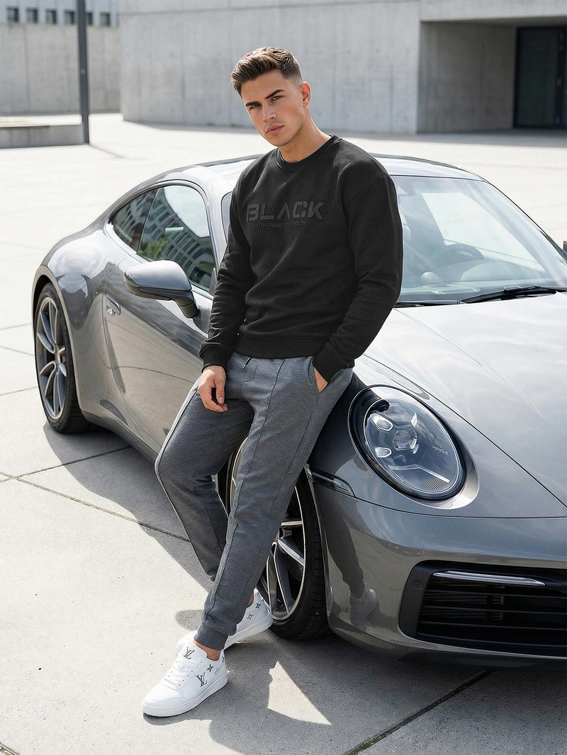 Мъжки суитшърт черен OZONEE JS/8B1992/3