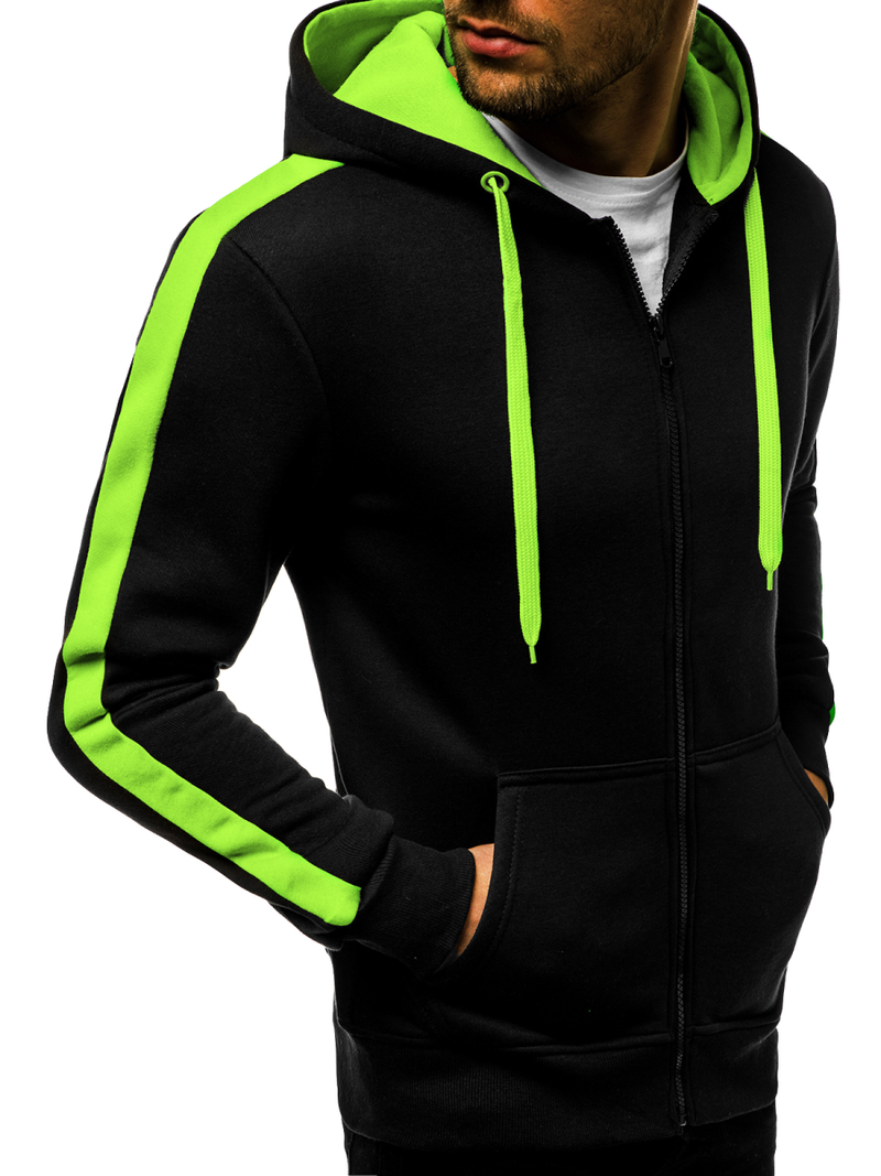 Мъжки суитшърт черно-синьо-зелена OZONEE JS/2015