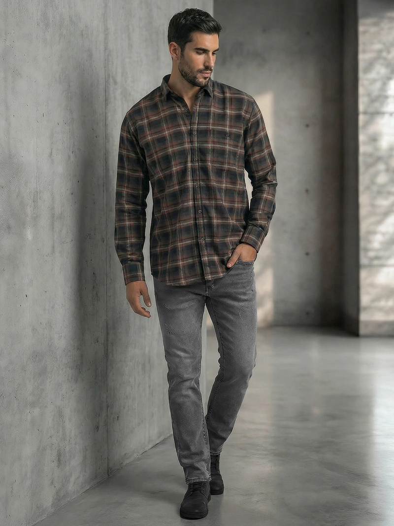 Мъжка риза тъмносиньо OZONEE V/V177Z