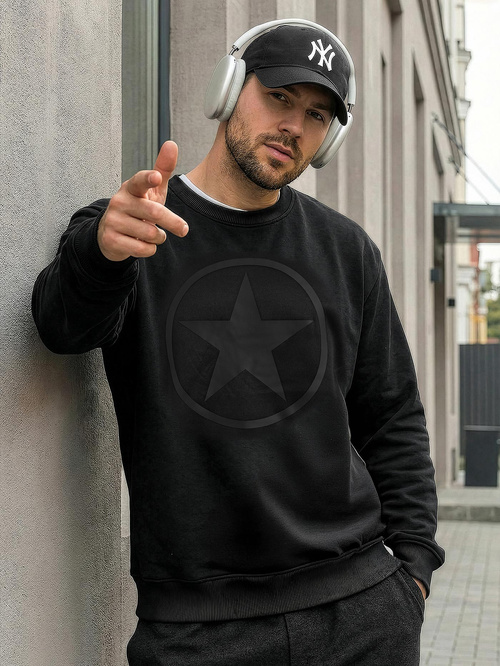 Мъжки суитшърт черен OZONEE JS/8B1991/3