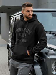 Мъжки суитшърт с качулка черен OZONEE JS/8B1969/3