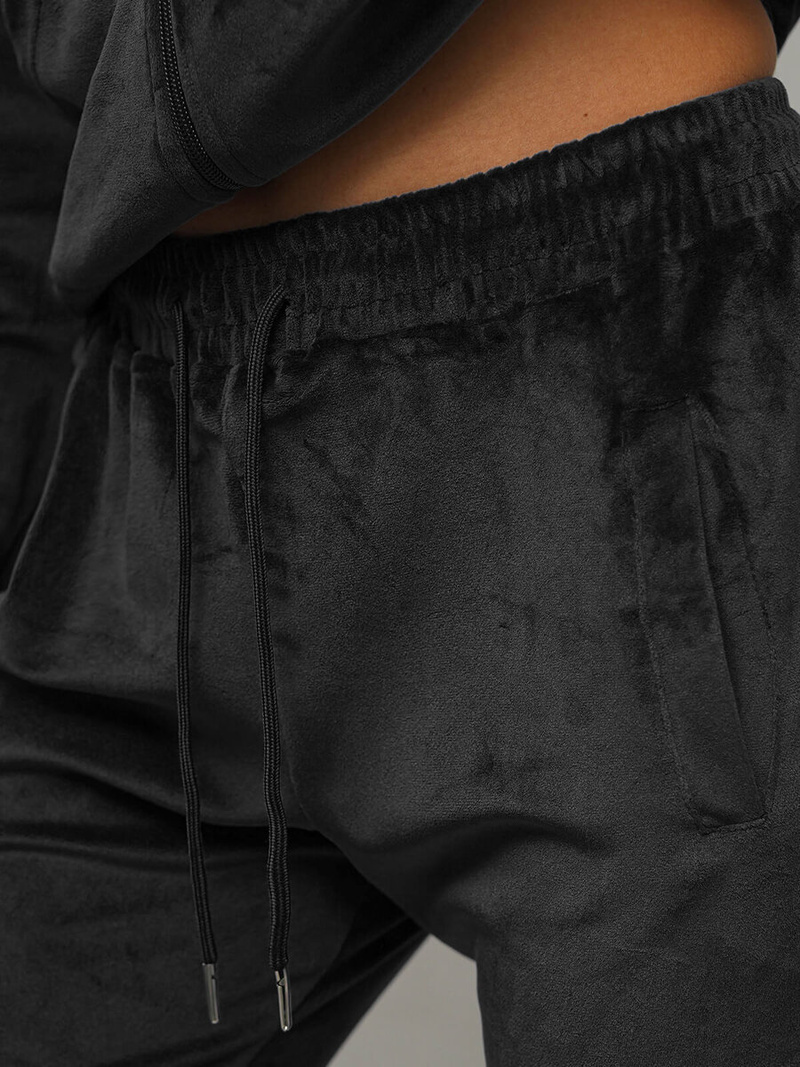 Дамска велурен спортен екип черен OZONEE JS/8C1176/3Z