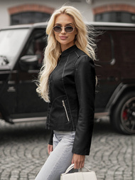 Дамско кожено яке черна OZONEE JS/11Z8208