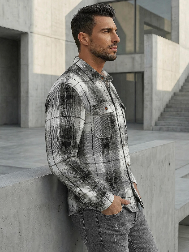 Мъжка риза черно-бяла OZONEE NB/MC728N/4Z