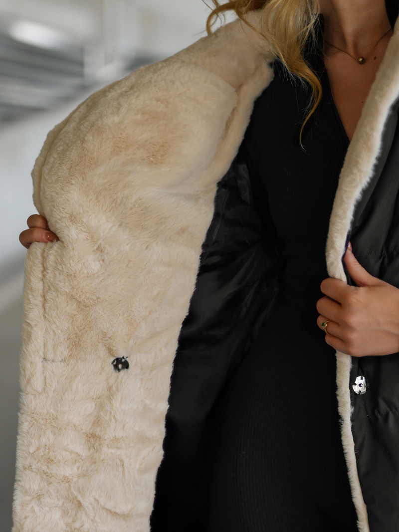 Дамско яке черно-бял OZONEE JS/16M9168/392B