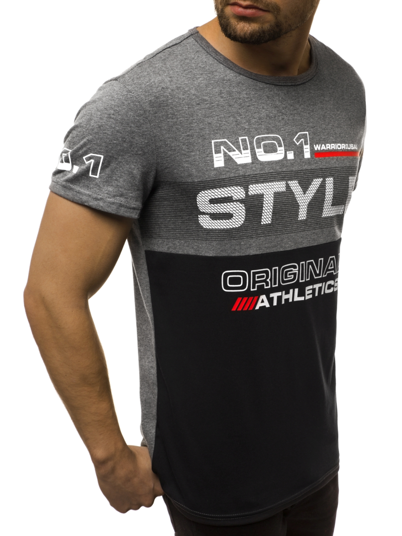 Мъжка тениска тъмносиньо-черна OZONEE JS/SS10900