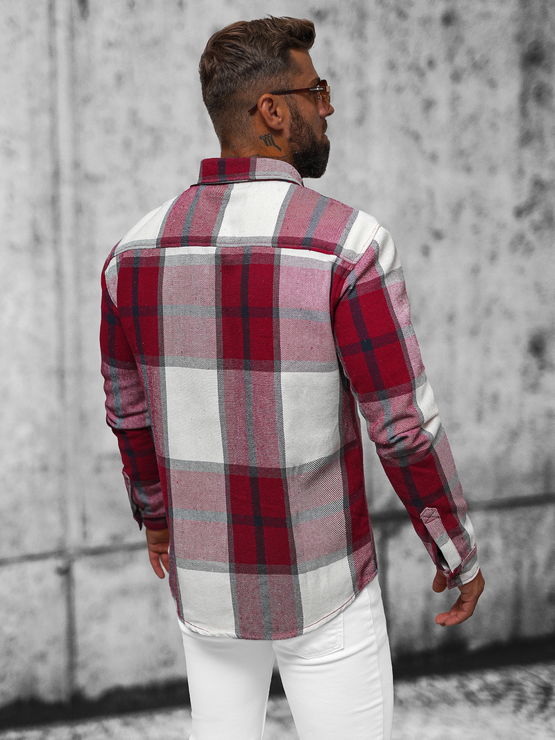 Мъжка риза бордо OZONEE NB/MC727R