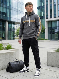 Мъжки суитшърт с качулка графитен OZONEE JS/8B1729/5Z