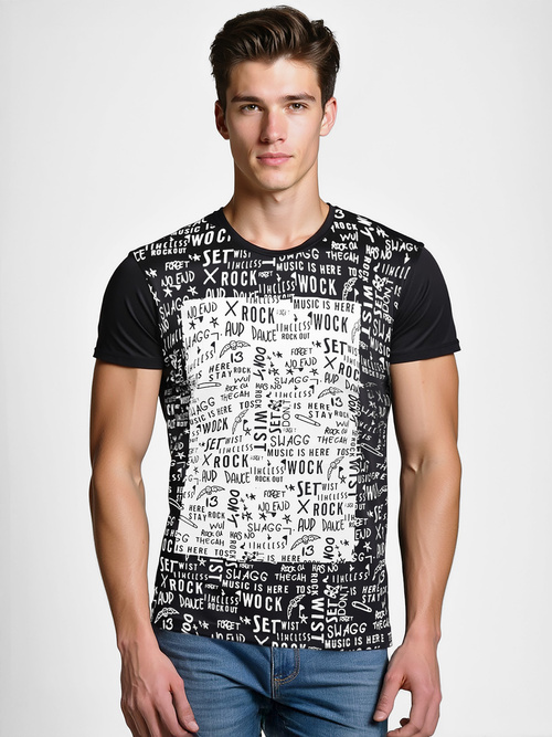 Мъжка тениска черна OZONEE O/T122/3Z