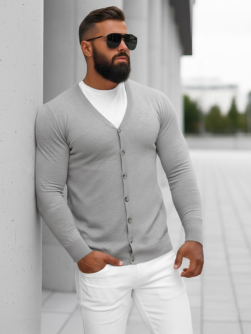 Мъжки пуловер сив OZONEE NB/MM6006/2Z