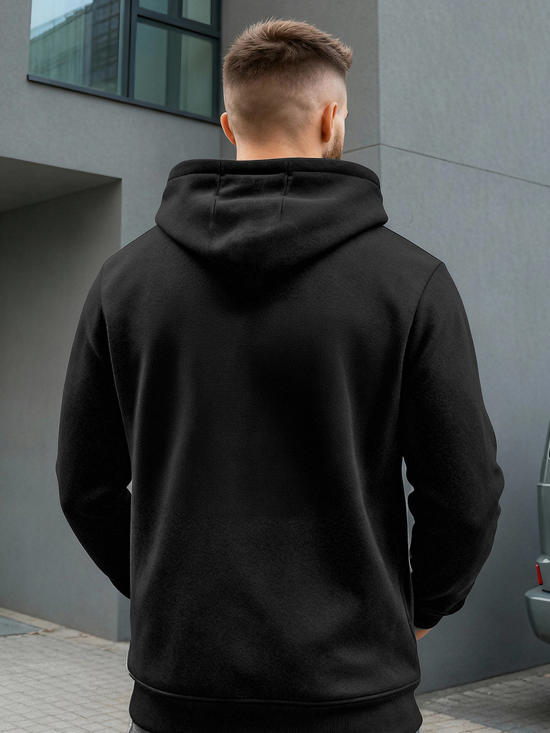 Мъжки суитшърт с качулка черен OZONEE JS/8B1969/3