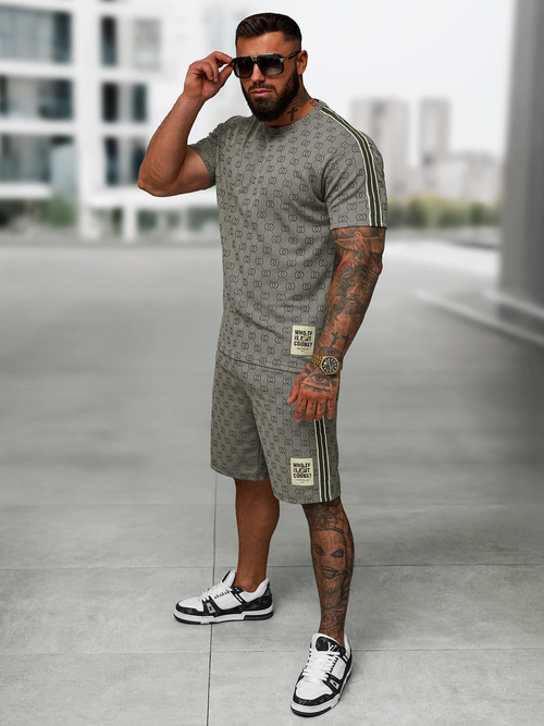 Мъжки комплект къс анцуг тъмносив OZONEE O/QQ1608AB