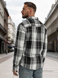 Мъжка риза черно-бяла OZONEE NB/MC728N/3