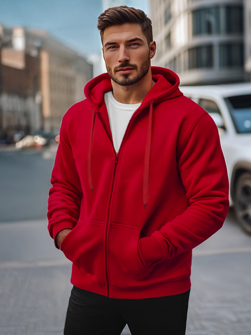 Мъжки суитшърт тъмночервена OZONEE JS/2008Z