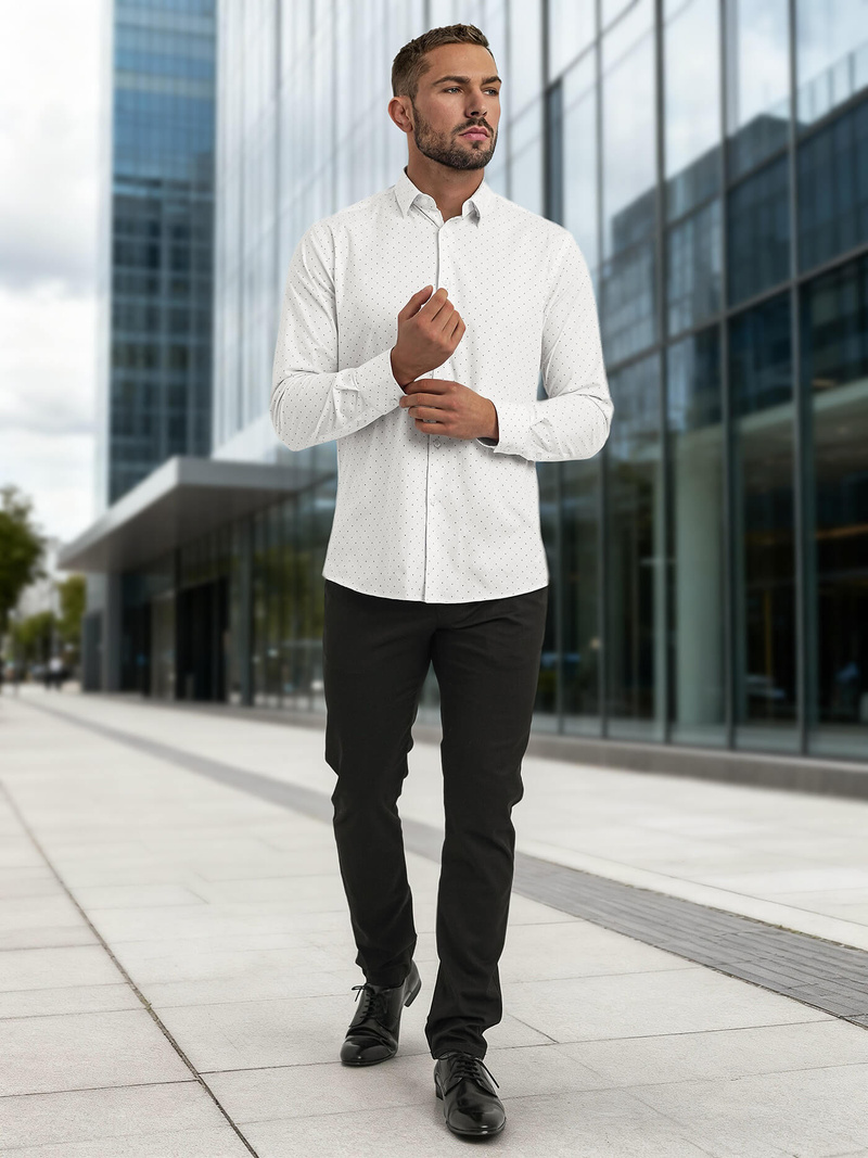 Мъжка риза бяла OZONEE V/V185