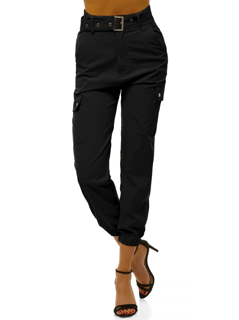 Дамски панталони с джоггери черни OZONEE O/HM001