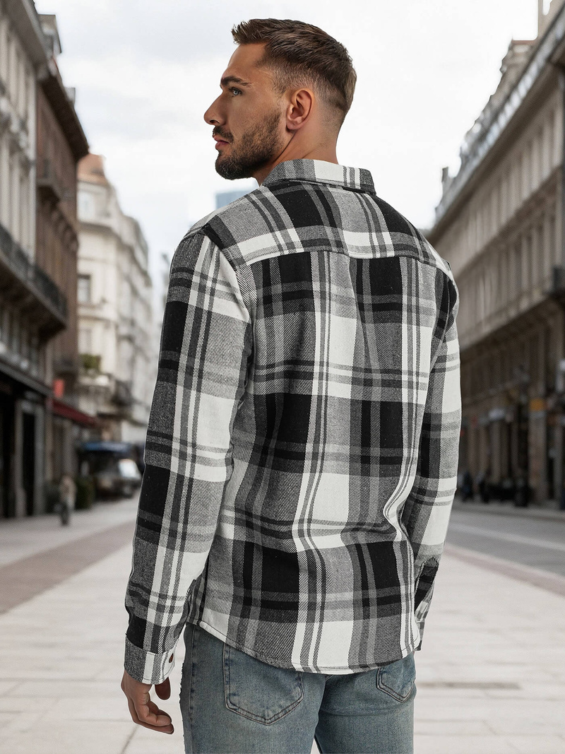 Мъжка риза черно-бяла OZONEE NB/MC728N/3