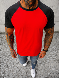 Мъжка тениска червено-черен OZONEE JS/8T82/8