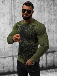 Мъжка блуза с дълъг ръкав зелен OZONEE O/B257